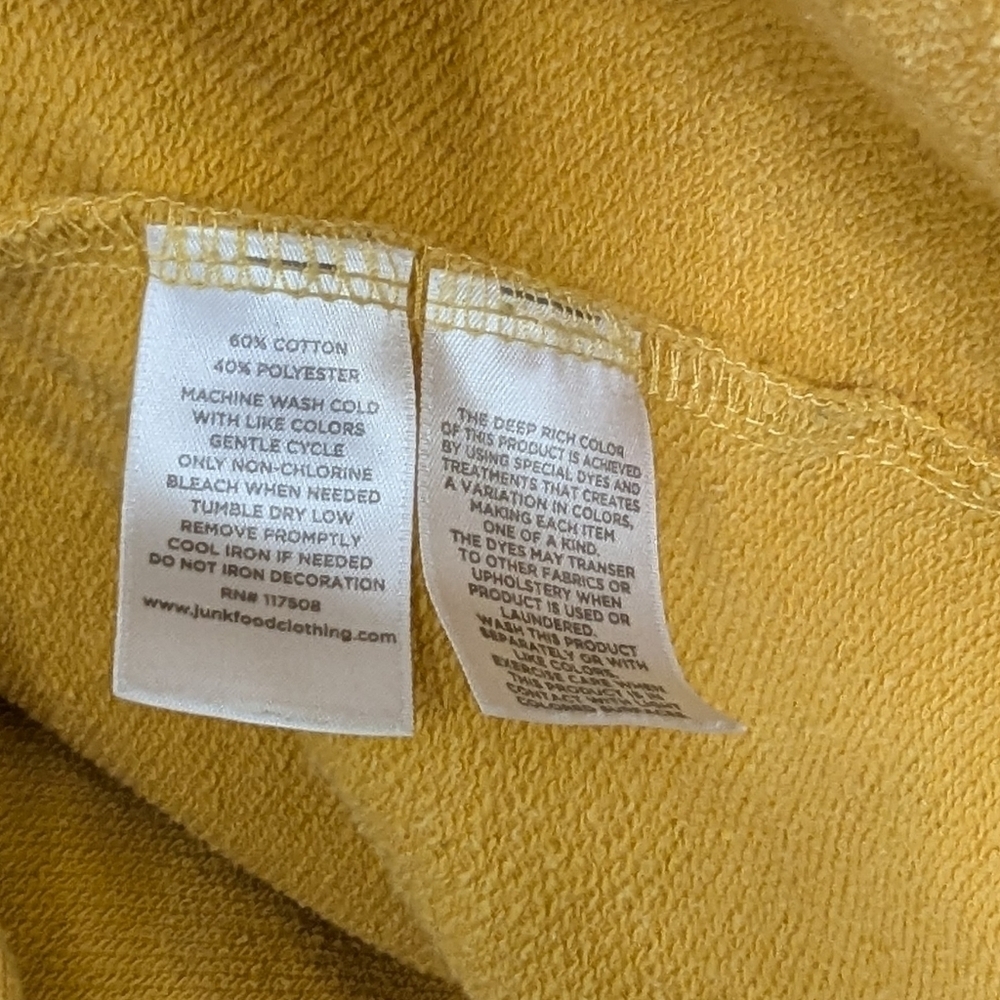Junk Food Sweatshirt Lightning Bolt Yellow Crewneck Medium - Picture 7 of 9